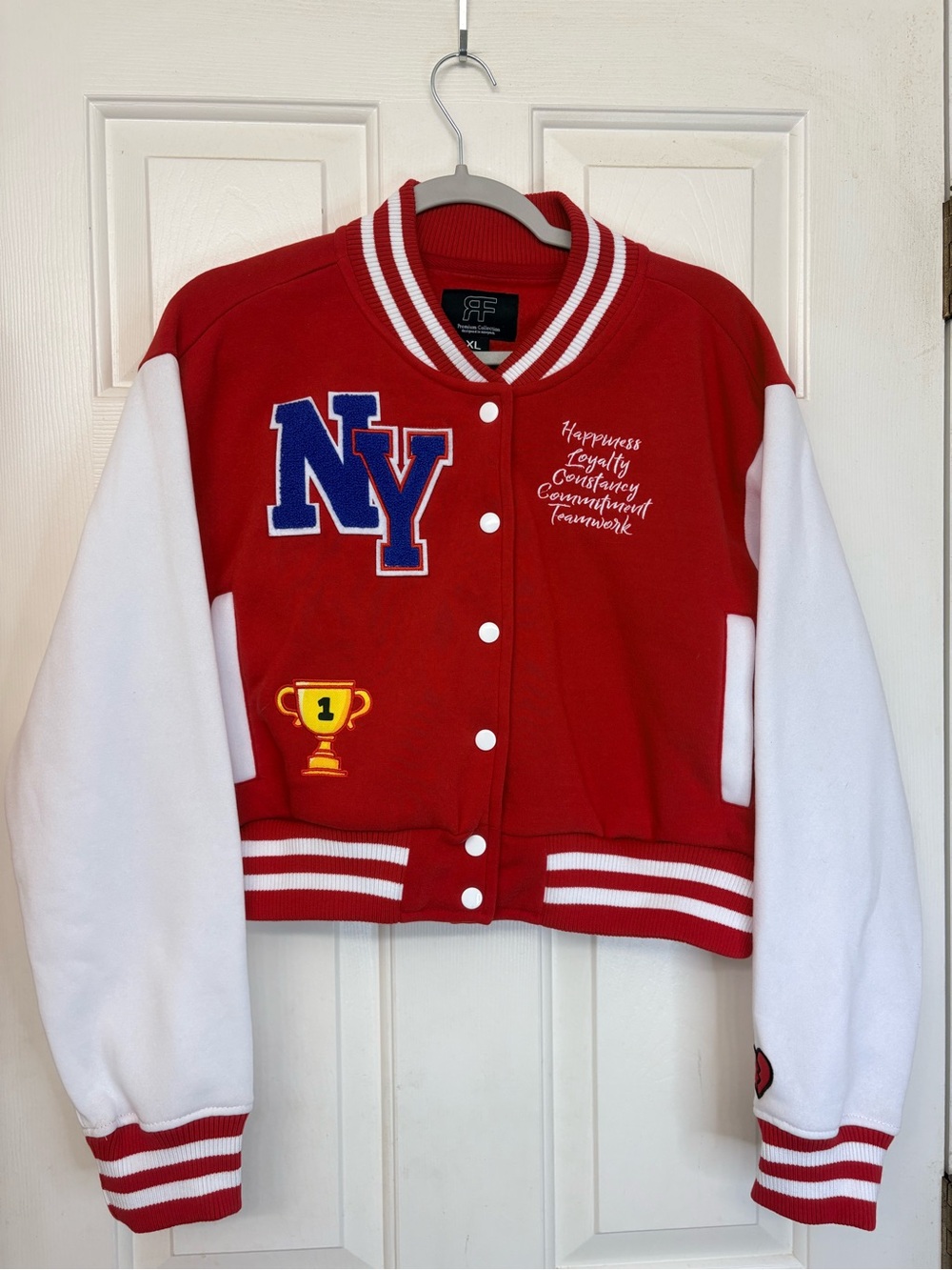 Red & White NY Varsity Jacket